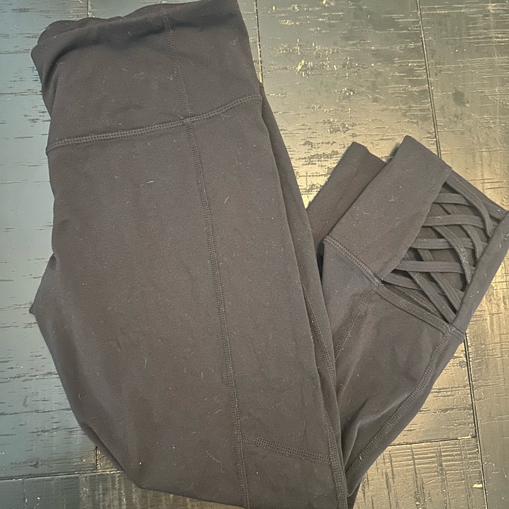 Athleta Black Leggings with Stylish Detail